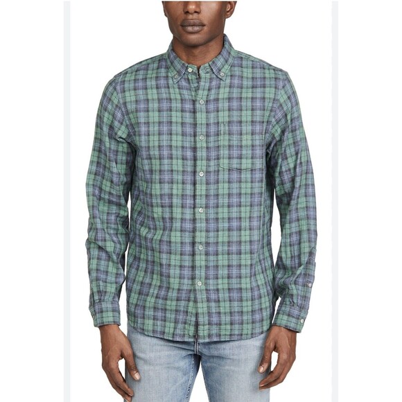 Alex Mill Button-down Collar Checkered Cotton Gauze Men L @j3 Multicolor - Picture 1 of 7